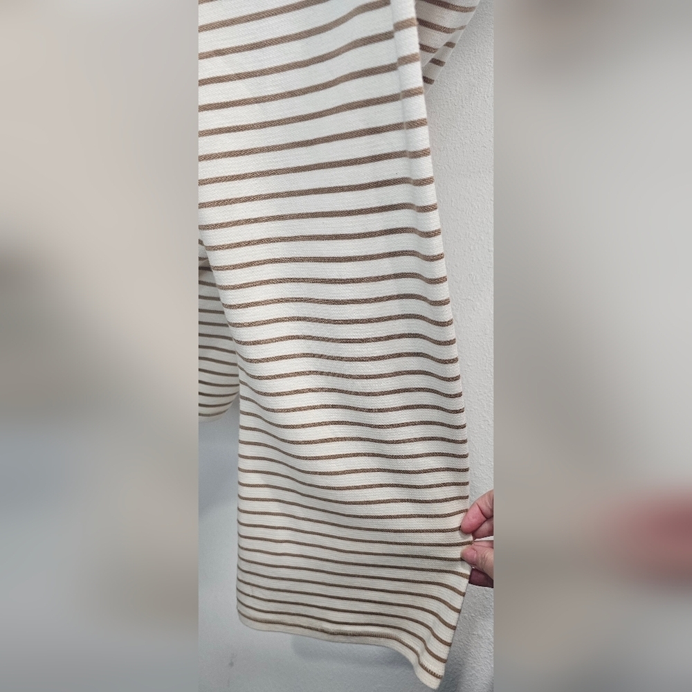 Maeve By Anthropologie Women's Slouchy Striped Long-Sleeve Tee Brown Size XL - Picture 8 of 13